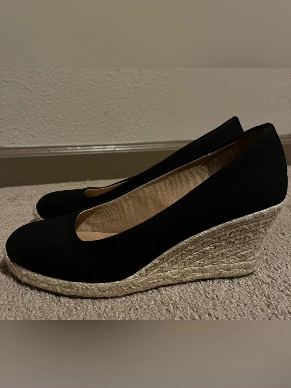 J. Crew Black Espadrille Wedge Flats - Women's Casual Slip-Ons